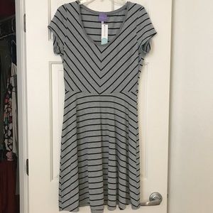 Gray and black striped A line dress